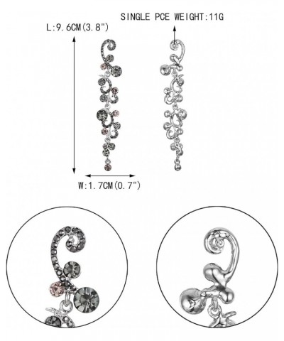 Bridal Flower Wave Austrian Crystal Dangle Earrings Grey Silver-Tone $9.68 Earrings