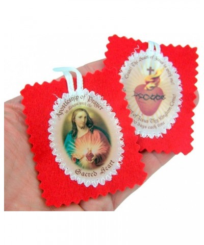 Large Wool Sacred Heart Badge with Cloth Image Scapular on Cord Chain, 19 Inch $11.13 Necklaces