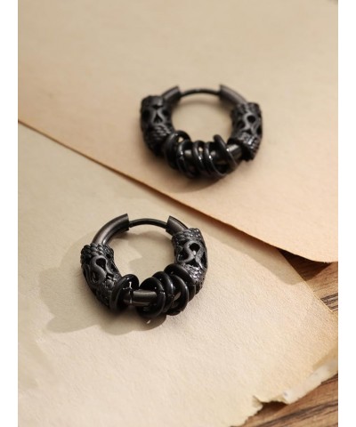 Goth Gothic Punk Rock Hoop Earrings Jewelry Gift for Men and Women Black Knots Rings $6.59 Earrings