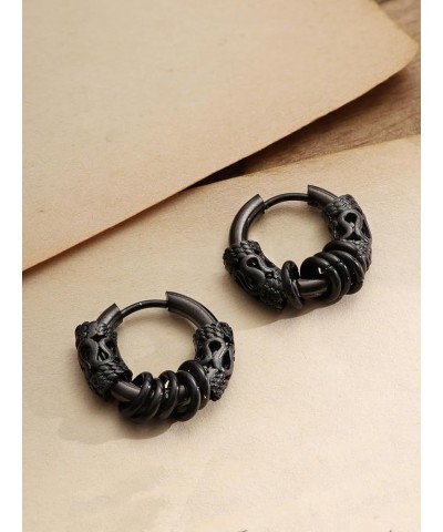 Goth Gothic Punk Rock Hoop Earrings Jewelry Gift for Men and Women Black Knots Rings $6.59 Earrings