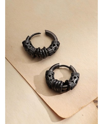 Goth Gothic Punk Rock Hoop Earrings Jewelry Gift for Men and Women Black Knots Rings $6.59 Earrings