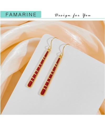 Color Dangle Earrings for Women Red Black Green White Earring Drop Earrings Jewelry red bar $9.17 Earrings