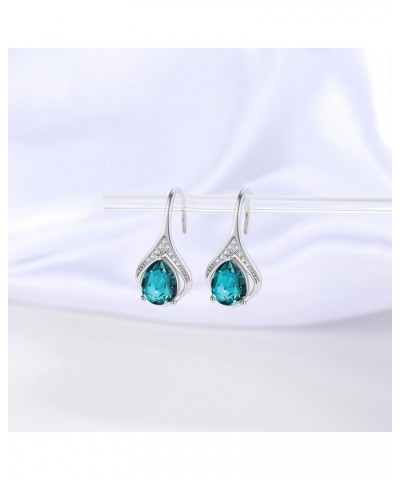 Birthstone Earrings Teardrop Leverback Hook Dangle Earrings Earring for Women Fashion 925 Sterling Silver Hypoallergenic Jewe...