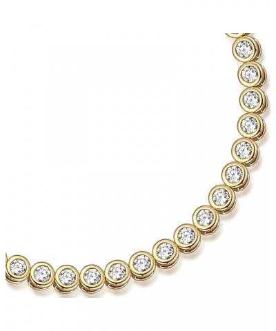 Bezel-Set Cubic Zirconia Tennis Necklace in Gold | Classic Round Cut CZ Choker Adjustable 15 Inch to 17 Inch Bracelet $19.95 ...