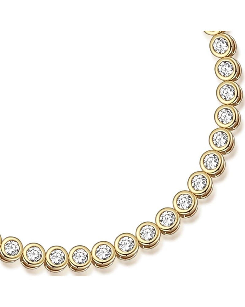 Bezel-Set Cubic Zirconia Tennis Necklace in Gold | Classic Round Cut CZ Choker Adjustable 15 Inch to 17 Inch Bracelet $19.95 ...