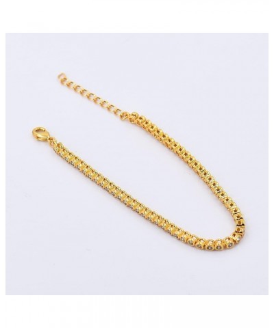 Bezel-Set Cubic Zirconia Tennis Necklace in Gold | Classic Round Cut CZ Choker Adjustable 15 Inch to 17 Inch Bracelet $19.95 ...