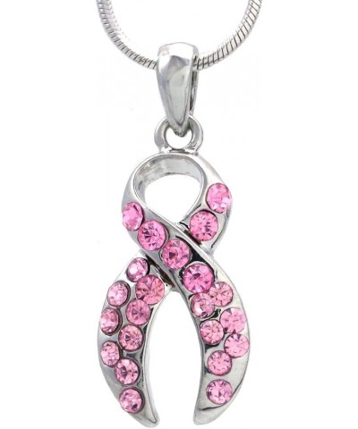 Light Pink Ribbon Breast Cancer Awareness Charm Pendant Necklace Pink Styl 1 $8.95 Necklaces