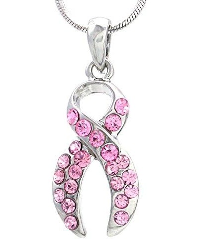 Light Pink Ribbon Breast Cancer Awareness Charm Pendant Necklace Pink Styl 1 $8.95 Necklaces