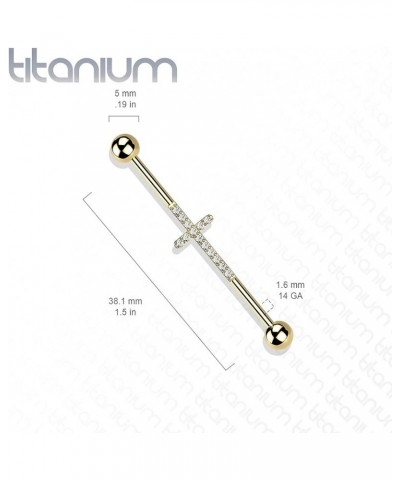 Dynamique Implant Grade Titanium Industrial Barbell With Cross CNC Set Lined CZ (Sold Per Piece) Black/Clear $13.77 Body Jewelry