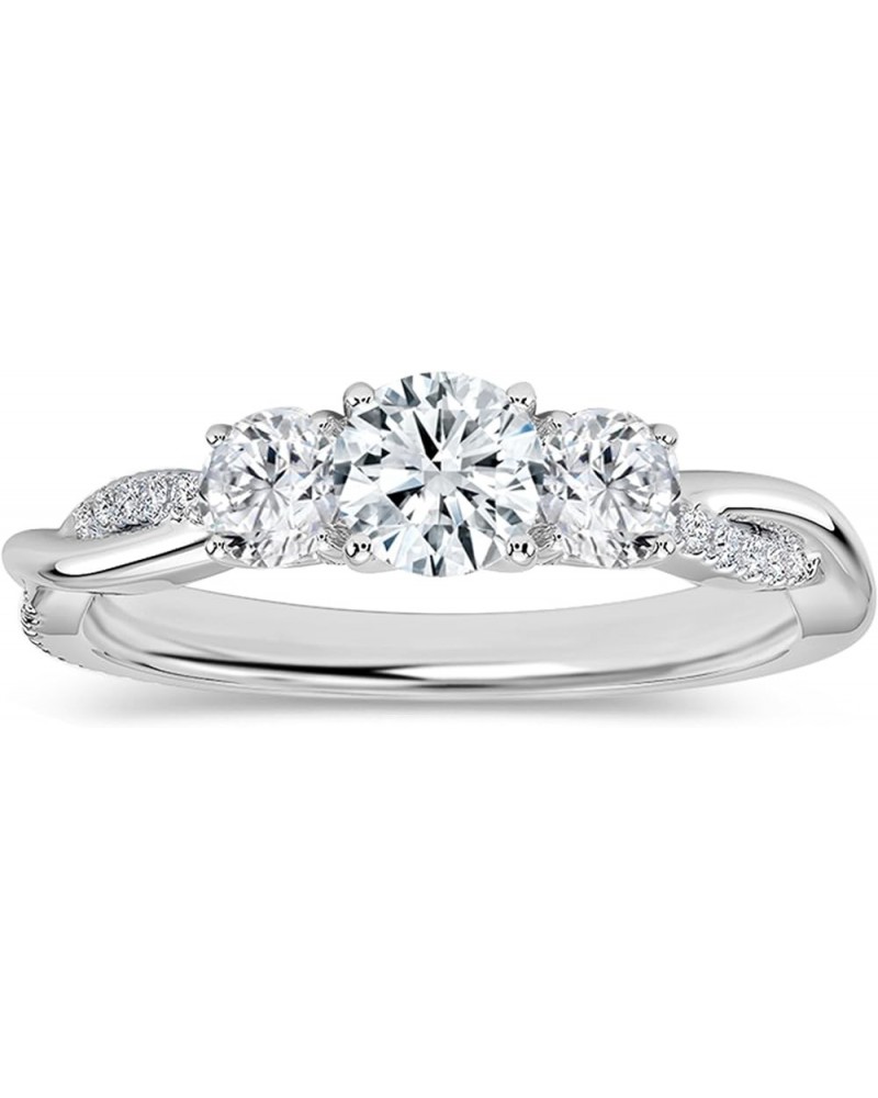 Round Lab Grown White Diamond Twisted Three Stone Engagement Ring for Women in 925 Sterling Silver 7 0.25 Carat $75.62 Rings