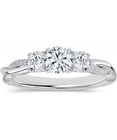 Round Lab Grown White Diamond Twisted Three Stone Engagement Ring for Women in 925 Sterling Silver 7 0.25 Carat $75.62 Rings