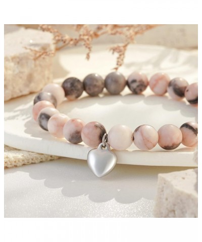 30/40/50/60 Birthday Gifts for Women, Natural Stone Heart Bracelets for Mom Auntie Wife Friend Sister 60-Pink $11.19 Bracelets