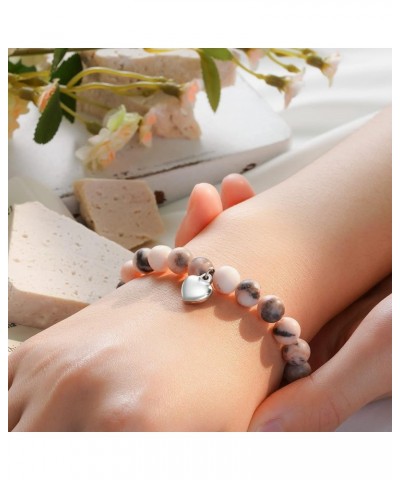 30/40/50/60 Birthday Gifts for Women, Natural Stone Heart Bracelets for Mom Auntie Wife Friend Sister 60-Pink $11.19 Bracelets