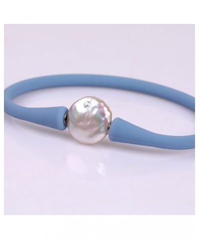 13mm Real Coin Pearl Bridesmaid Stackable Silicone Rubber Stretch Freshwater Cultured Pearl Jewelry Bracelets for women 7 Gra...