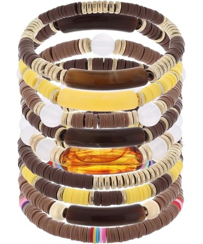 Bamboo Tube Bangles Bracelet for Women Chunky Curved Stacking Clear Acrylic Colorful Beads Stretchable Friendship Gold Bracel...