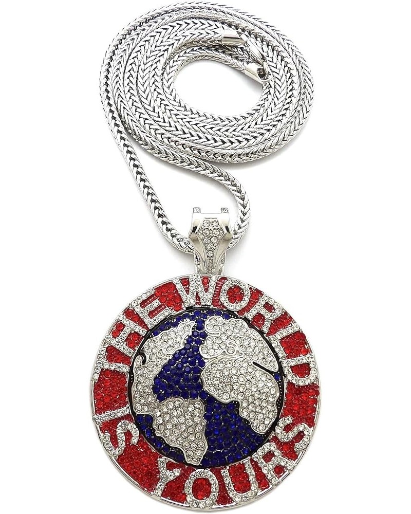 The World is Yours Metal Pendant with Franco Necklace SILVER COLOR WITH RED 24 FR $24.72 Necklaces