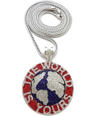 The World is Yours Metal Pendant with Franco Necklace SILVER COLOR WITH RED 24 FR $24.72 Necklaces