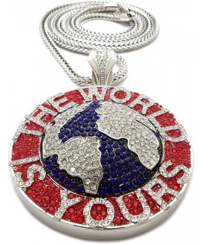 The World is Yours Metal Pendant with Franco Necklace SILVER COLOR WITH RED 24 FR $24.72 Necklaces