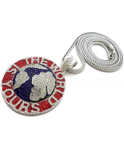 The World is Yours Metal Pendant with Franco Necklace SILVER COLOR WITH RED 24 FR $24.72 Necklaces