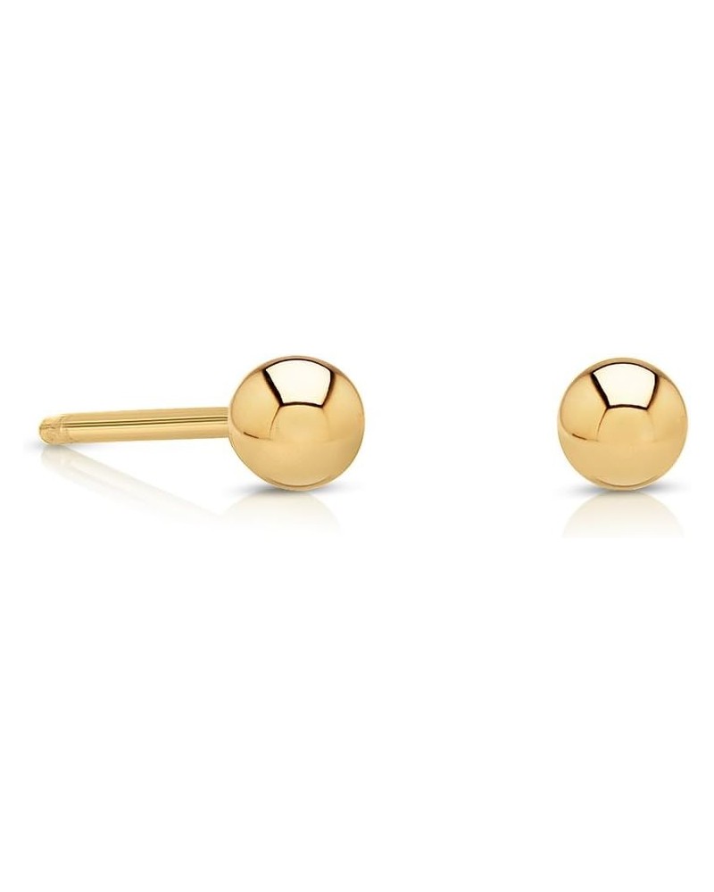 14k Yellow Gold Ball Stud Earrings with Silicone covered Gold Pushbacks 4mm $16.40 Earrings