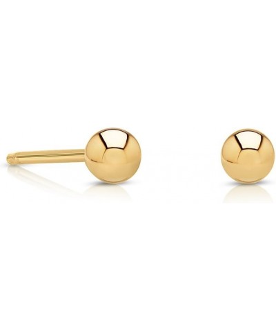 14k Yellow Gold Ball Stud Earrings with Silicone covered Gold Pushbacks 4mm $16.40 Earrings