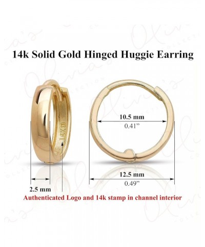 14k White or Yellow Solid Gold Mini Snug Ear-Cuffs or Huggie Earrings (7.0-13.5x3.5mm), Multiple Piercing to the Lobe, Upper-...