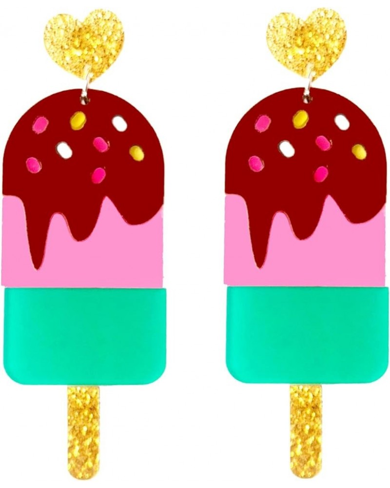 Donut Cone Popsicle Women Girl Pendant Earrings Cute Food Acrylic Earrings Jewelry Gifts for Friend popsicle $4.88 Earrings