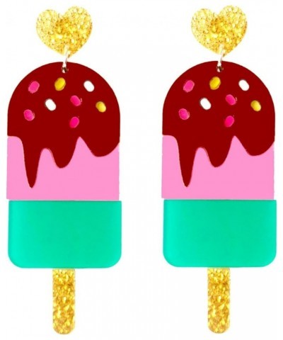 Donut Cone Popsicle Women Girl Pendant Earrings Cute Food Acrylic Earrings Jewelry Gifts for Friend popsicle $4.88 Earrings