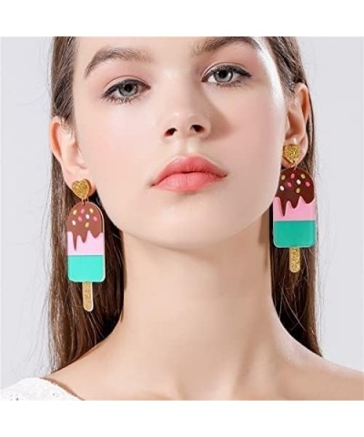 Donut Cone Popsicle Women Girl Pendant Earrings Cute Food Acrylic Earrings Jewelry Gifts for Friend popsicle $4.88 Earrings