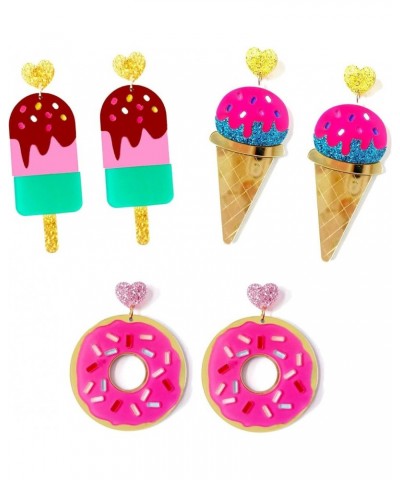 Donut Cone Popsicle Women Girl Pendant Earrings Cute Food Acrylic Earrings Jewelry Gifts for Friend popsicle $4.88 Earrings