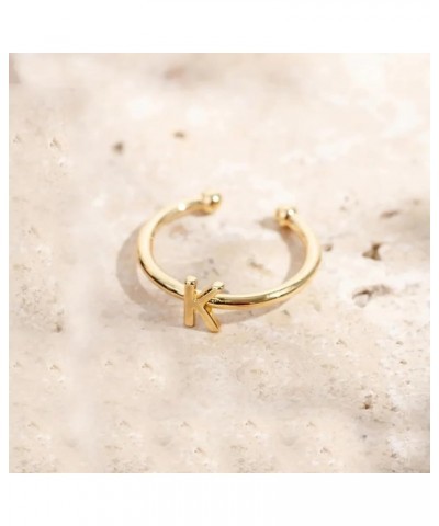 Boogey 18K Real Gold Plated Initial Ring Adjustable Letter Rings Stackable Rings for Women, Teens & Girls, a Gift for Her. L ...