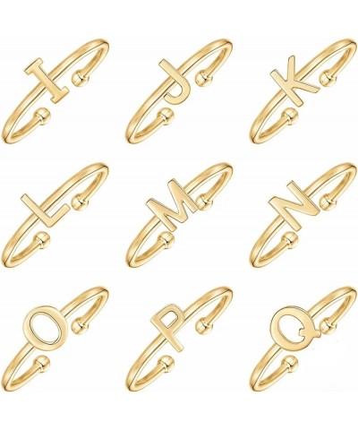 Boogey 18K Real Gold Plated Initial Ring Adjustable Letter Rings Stackable Rings for Women, Teens & Girls, a Gift for Her. L ...