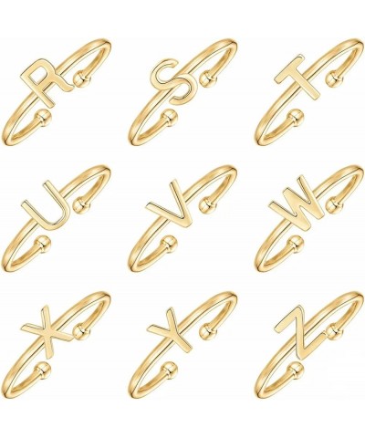 Boogey 18K Real Gold Plated Initial Ring Adjustable Letter Rings Stackable Rings for Women, Teens & Girls, a Gift for Her. L ...