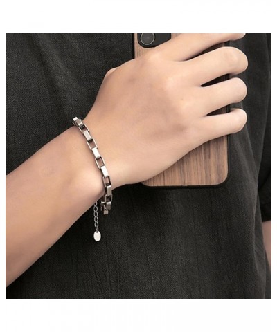 Punk Rock Rectangle Adjustable Link Bracelet Stainless Steel Box Chain Bracelet Silver $7.14 Bracelets