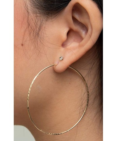 14K Yellow Gold Diamond Cut Continuous Endless Hoop Earrings (1.25mm Tube) 58mm $44.63 Earrings