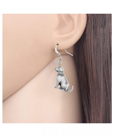 Antique Alloy Labrador Retriever Earrings Pet Dog Dangle Drop Fashion Gold Silver Plated Jewelry for Women Girls Silver $7.00...