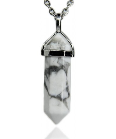 Natural Gemstone Hexagonal Pointed Reiki Chakra Pendant Necklace 19 Inch White Howlite $7.08 Necklaces