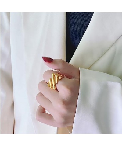 Layered Twill Ring, 2023 New Twill Cutout Women's Statement Rings, Asymmetrical Geometric Rectangular Minimal Ring for Women ...