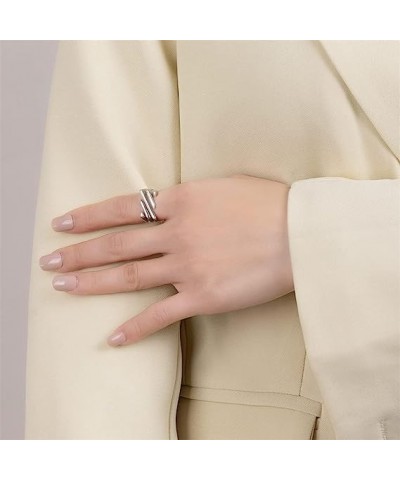 Layered Twill Ring, 2023 New Twill Cutout Women's Statement Rings, Asymmetrical Geometric Rectangular Minimal Ring for Women ...