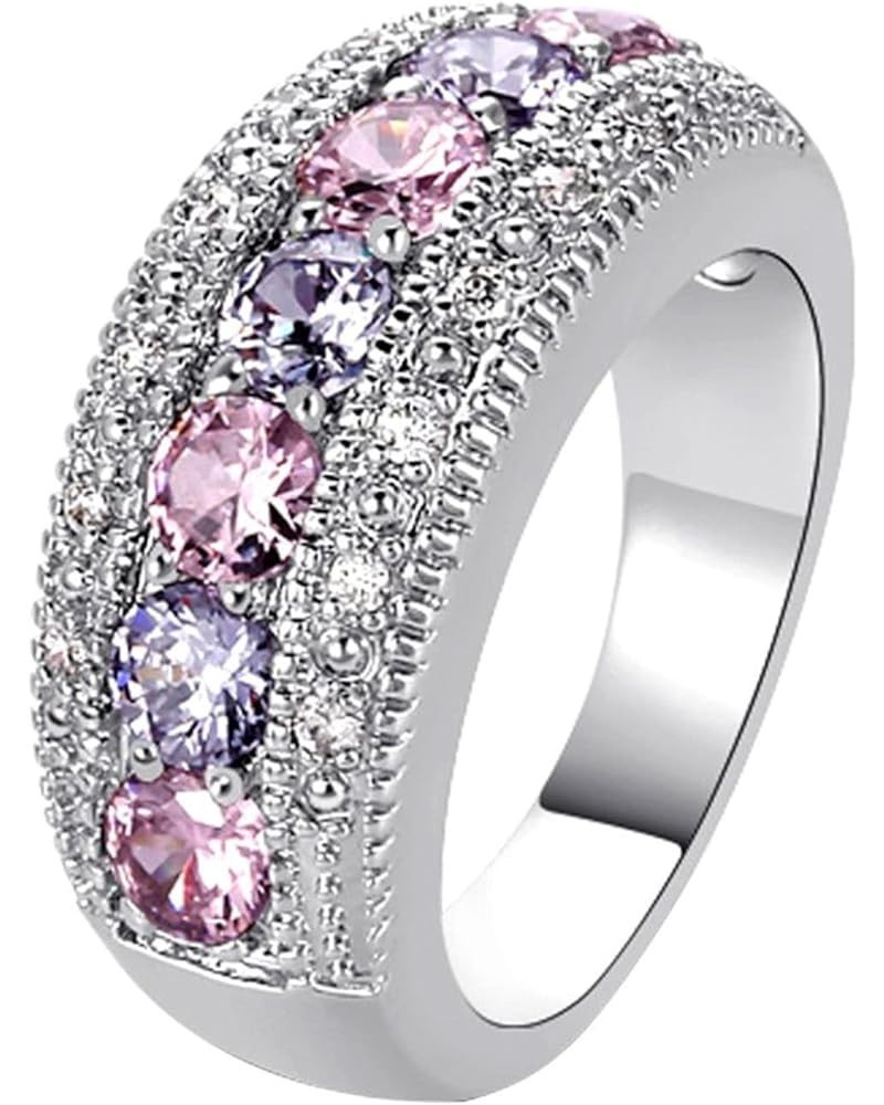 925 Sterling Silver Spinner Ring Meditation Ring Band Wide Hammered Worry Band Pink Purple $11.69 Rings