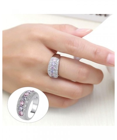 925 Sterling Silver Spinner Ring Meditation Ring Band Wide Hammered Worry Band Pink Purple $11.69 Rings