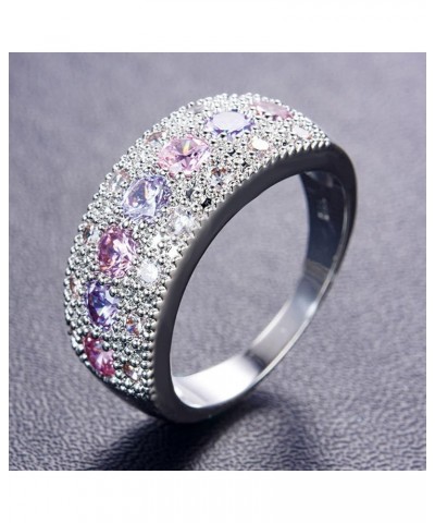 925 Sterling Silver Spinner Ring Meditation Ring Band Wide Hammered Worry Band Pink Purple $11.69 Rings