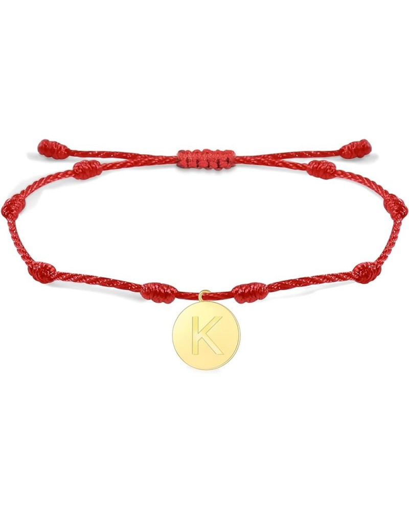 Red String Bracelet Initial Bracelet for Women Custome Name Bracelets Red Bracelet for Protection Braided 7 Knot Coin Bracele...