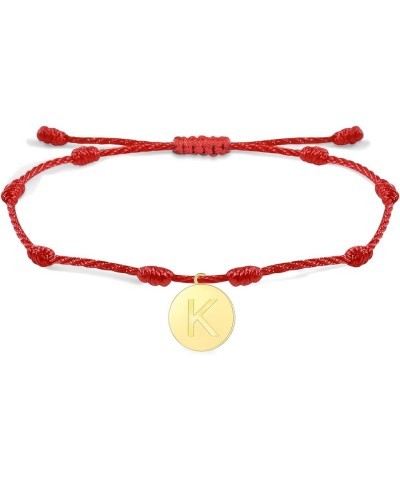 Red String Bracelet Initial Bracelet for Women Custome Name Bracelets Red Bracelet for Protection Braided 7 Knot Coin Bracele...