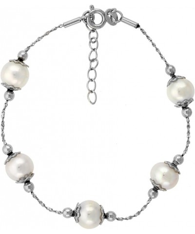 Sterling Silver Pearl Bracelet 8 mm Freshwater, 7 inch long + 1 in. Extension $22.45 Bracelets