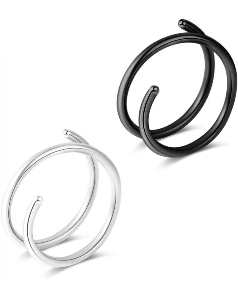 1-15PCS Double Hoop Nose Ring for Single Piercing 18G 20G 22G Spiral Nose Rings Hoops 18 20 22 Gauge Surgical Steel Twist Nos...