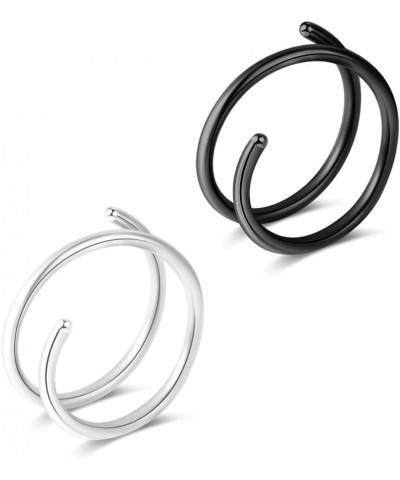 1-15PCS Double Hoop Nose Ring for Single Piercing 18G 20G 22G Spiral Nose Rings Hoops 18 20 22 Gauge Surgical Steel Twist Nos...