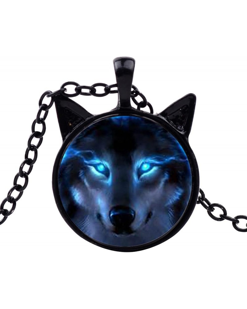 Necklace for Women,Unisex Jewelry Retro Wolf Head Pendant Cabochon Long Chain Sweater Necklace - Bronze Black 1size $4.63 Nec...