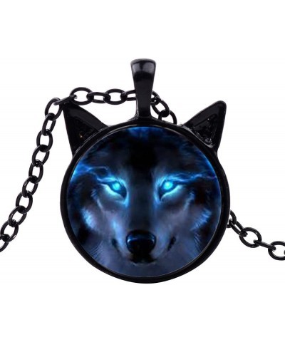 Necklace for Women,Unisex Jewelry Retro Wolf Head Pendant Cabochon Long Chain Sweater Necklace - Bronze Black 1size $4.63 Nec...