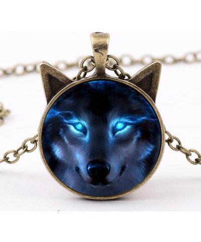 Necklace for Women,Unisex Jewelry Retro Wolf Head Pendant Cabochon Long Chain Sweater Necklace - Bronze Black 1size $4.63 Nec...